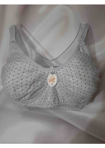 Gri Puantiyeli Pamuk Polyester Elastan Içeren Desteksiz Balensiz Penye Rahat Kullanışlı Kadın Sütyen