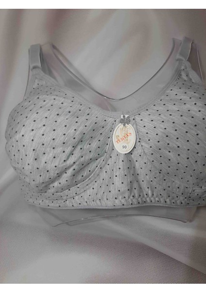 Gri Puantiyeli Pamuk Polyester Elastan Içeren Desteksiz Balensiz Penye Rahat Kullanışlı Kadın Sütyen fırsatları