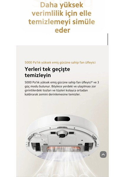 Robot Vacuum S20 5000 Pa Emiş Gücü ve Lds Lazer Navigasyon Akıllı Robot Süpürge Beyaz fiyatları