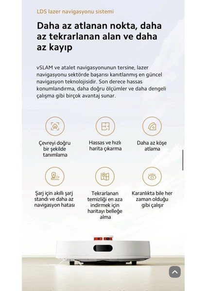 Robot Vacuum S20 5000 Pa Emiş Gücü ve Lds Lazer Navigasyon Akıllı Robot Süpürge Beyaz indirimleri