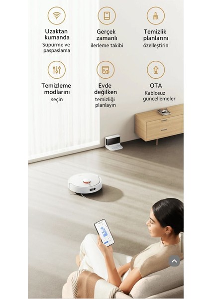 Robot Vacuum S20 5000 Pa Emiş Gücü ve Lds Lazer Navigasyon Akıllı Robot Süpürge Beyaz