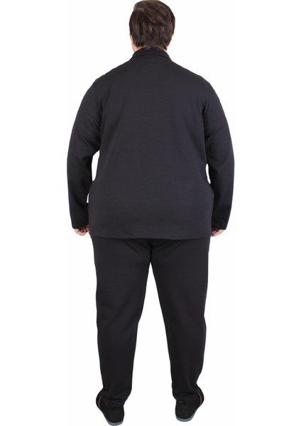 Erkek Büyük Beden Çift Cep Kapaklı Eşofman Takım TK25605 Sıyah indirimleri