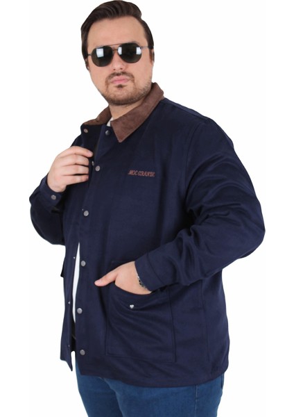 Büyük Beden Gabardin Mont Chaqueta Abrigo 25902 Lacıvert