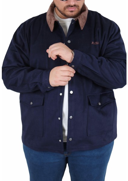 Büyük Beden Gabardin Mont Chaqueta Abrigo 25902 Lacıvert fiyatları