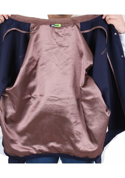 Büyük Beden Gabardin Mont Chaqueta Abrigo 25902 Lacıvert indirimleri