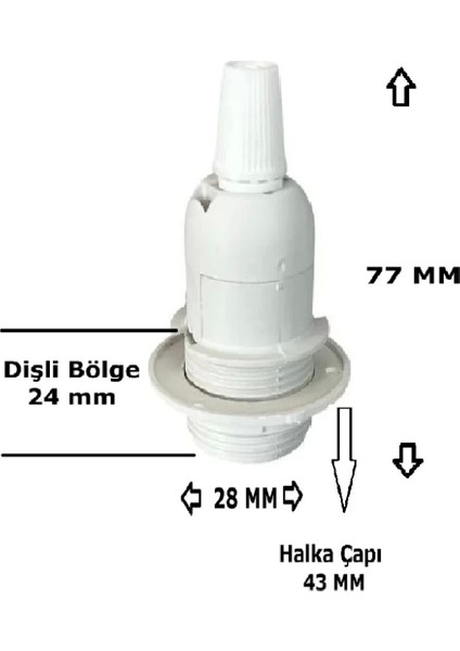 Şeffaf Kablo, E14 Beyaz Duylu, 2 Metre Arapuarlı (Aç Kapat Anahtar) (2X0,50) fiyatları