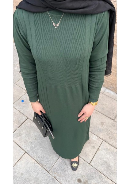 509 Desenli Triko Elbise Zümrüt fiyatları