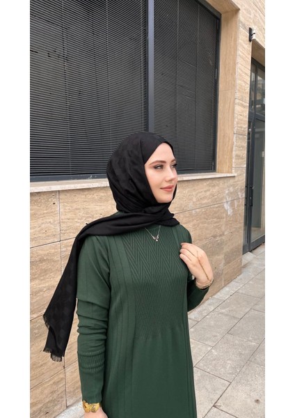 509 Desenli Triko Elbise Zümrüt indirimleri