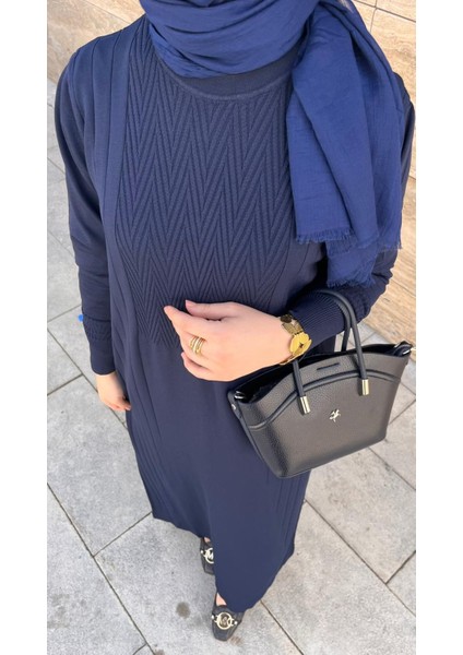 509 Desenli Triko Elbise Lacivert fırsatları