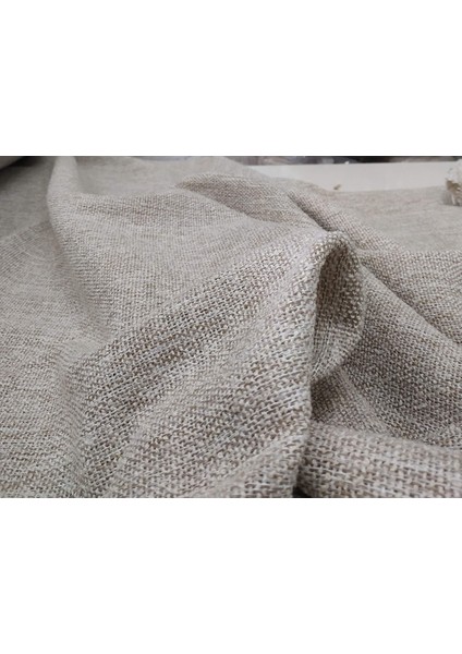 Koyu Krem - Modern Keten Fon Perde -Pilesiz - Tek Kanat - LLD110