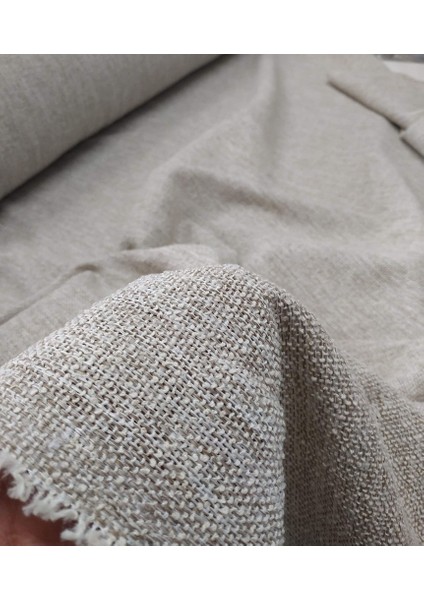 Koyu Krem - Modern Keten Fon Perde -Pilesiz - Tek Kanat - LLD110