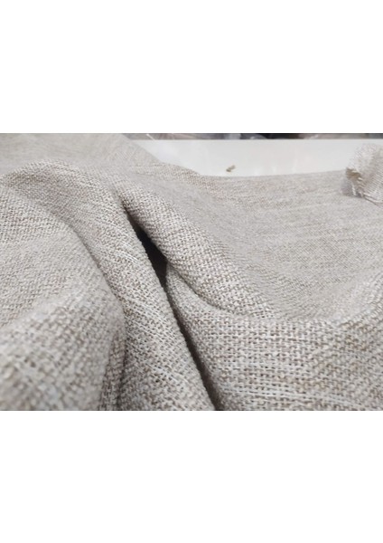 Koyu Krem - Modern Keten Fon Perde -Pilesiz - Tek Kanat - LLD110