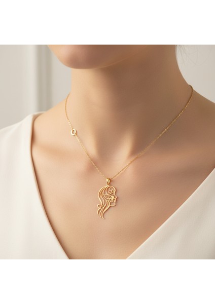 14 Ayar Altın Kolye Ucu Çizgi Sanatı Portresi GM1594 1 gr fiyatları