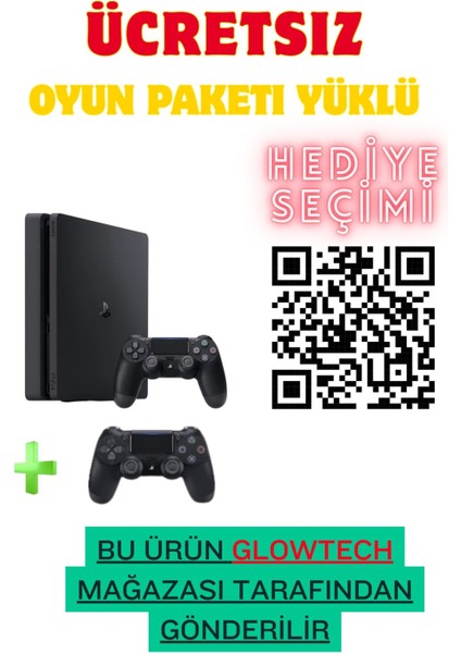Playstation 4 Slim 500GB + Oyun Paketi Yüklü + Hediye