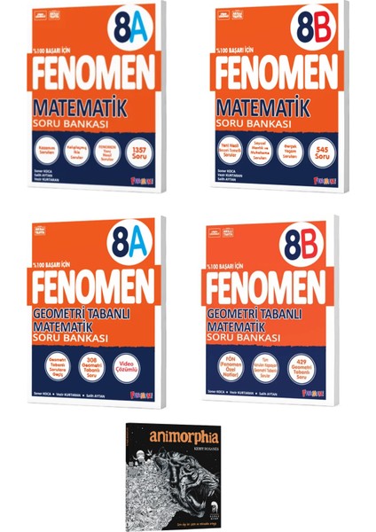 2026 Fenomen Okul 8. Sınıf Matematik - Geometri A ve B Soru Bankası (Animorphia Hediyeli - 5 Kitap)