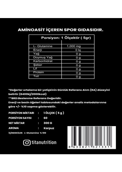 Glutamine 300 Gr-Karpuz-Aromalı fiyatları