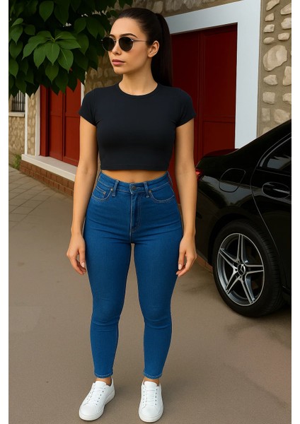 Kadın Mom Jean Dar Yüksek Bel Mavi Kot Pantolon fırsatları