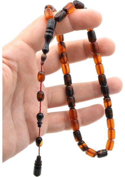 Abdullah Darabacı Yapımı Simli Siyah Sarı Sıkma Kehribar Tesbih fırsatları