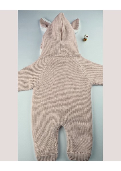 Asliva Bebek Triko Tulum – Kapüşonlu Kulak Detaylı Peluş Astarlı Kışlık Kız Bebek Tulumu indirimleri