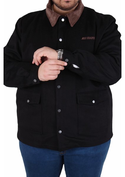 Büyük Beden Gabardin Mont Chaqueta Abrigo 25902 Sıyah modelleri