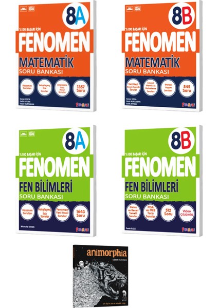 2026 Fenomen Okul 8. Sınıf Matematik - Fen Bilimleri A ve B (Animorphia Hediyeli - 5 Kitap)