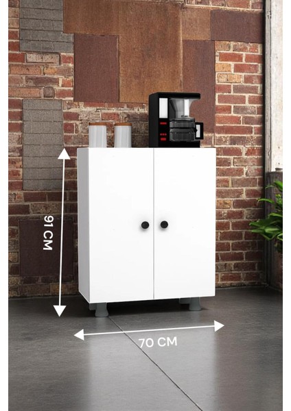 Çok Amaçlı 70 cm Mutfak Kiler Banyo Dolabı Beyaz