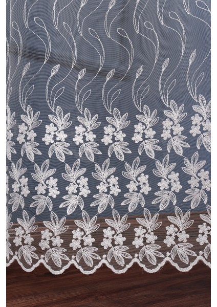 Salon Oturma Odası Brode Işlemeli Sarmaşık Desen Tül Perde Özel Seri (1/2.5 Normal Pile) fırsatları