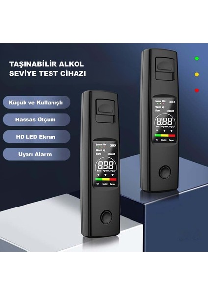 Taşınabilir Alkol Ölçüm Test Cihazı Trafik Alkol Tester Yüksek Hassasiyet Hızlı Tepki Şarjlı Dahili Pil fiyatları