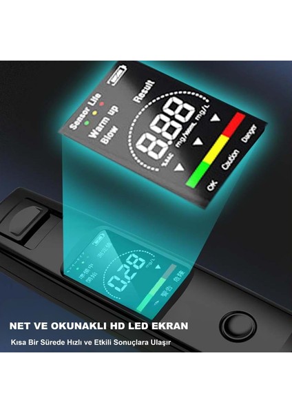 Taşınabilir Alkol Ölçüm Test Cihazı Trafik Alkol Tester Yüksek Hassasiyet Hızlı Tepki Şarjlı Dahili Pil indirimleri