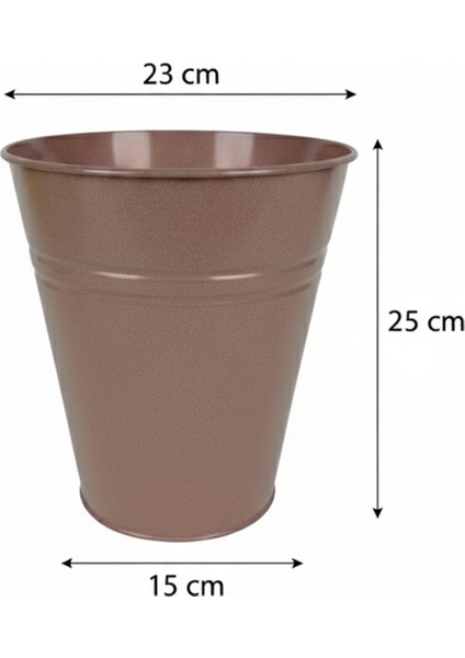 Konik Metal Saksı & Vazo Gül Kurusu - 25 cm Dekoratif Çok Amaçlı Renkli Çiçeklik (25X23/15 Cm) modelleri