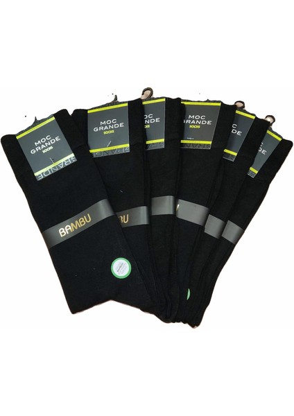 Büyük Beden Bambu 6 Lı Paket Uzun Çorap 11921 Sıyah