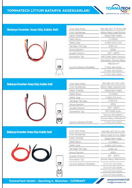 Modular 51.2V Lfp Güç Kablo Seti fırsatları