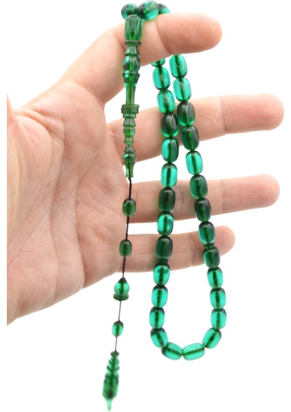 Usta Işi Halkalı Imameli Iri Boy Mavi Sıkma Kehribar Tesbih fırsatları