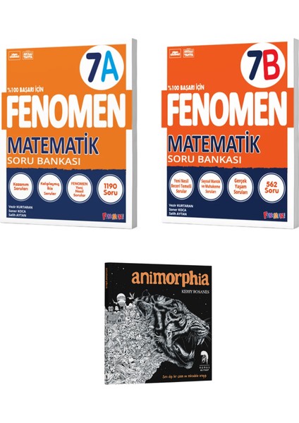 2026 Fenomen Okul 7. Sınıf Matematik A ve B Soru Bankası (Animorphia Hediyeli - 3 Kitap)