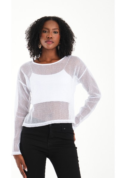 Uzun Kol Kare File Bluz