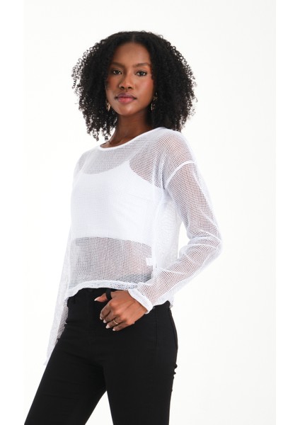 Uzun Kol Kare File Bluz modelleri