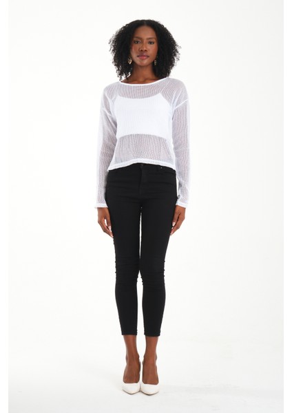 Uzun Kol Kare File Bluz indirimleri