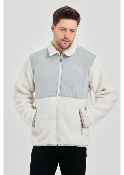 Erkek Yarım Kürklü Kışlık Gri Bol Peluş Ceket fiyatları