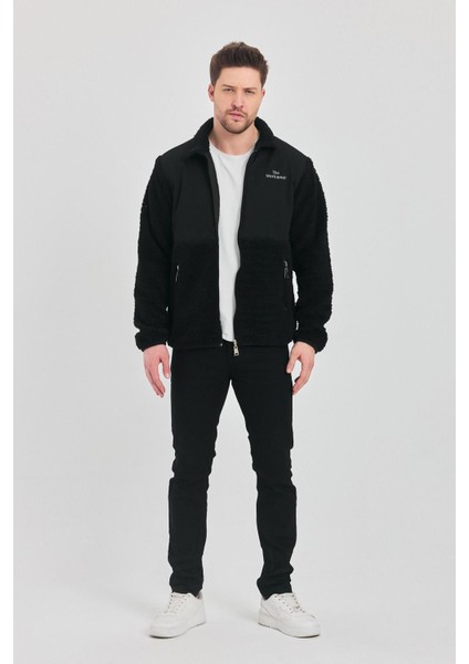 Erkek Yarım Kürklü Kışlık Siyah Bol Peluş Ceket fırsatları