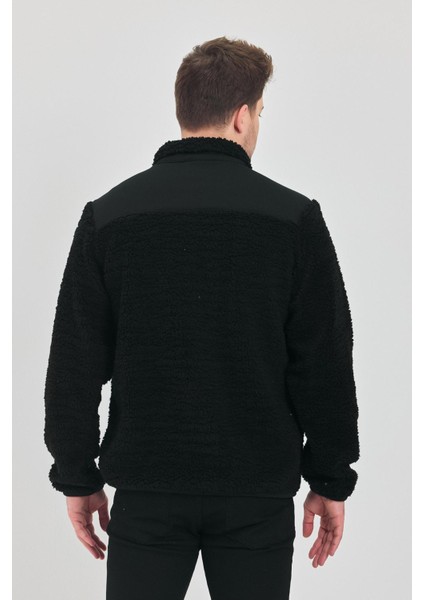 Erkek Yarım Kürklü Kışlık Siyah Bol Peluş Ceket indirimleri