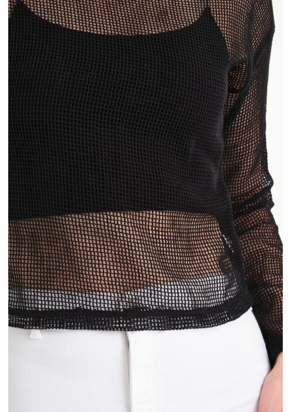 Uzun Kol Kare File Bluz fırsatları