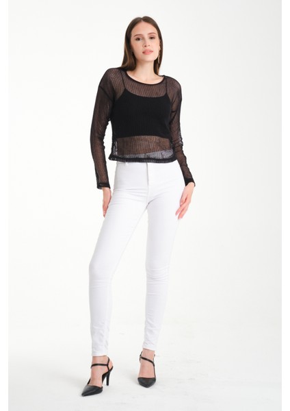 Uzun Kol Kare File Bluz