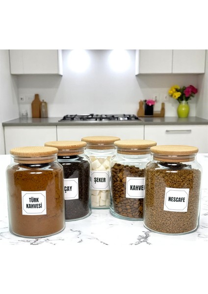 5'li Ahşap Vakum Kapaklı Cam Kahve Çay Hazır Kahve Şeker Türk Kahvesi Saklama Kavanozu Seti 800 ml fırsatları