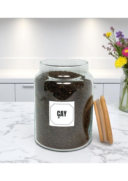 5'li Ahşap Vakum Kapaklı Cam Kahve Çay Hazır Kahve Şeker Türk Kahvesi Saklama Kavanozu Seti 800 ml