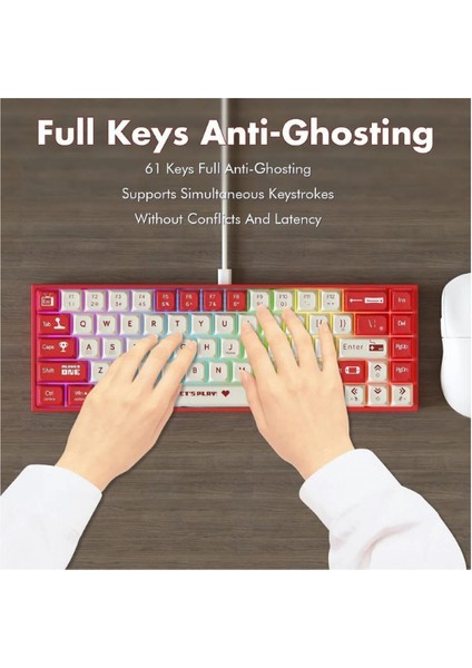Oyuncu Klavyesi %60 Boy Yazılım Uygulamalı Hot-Swap Kablolu Gaming Klavye Switch Hediyeli Oyuncu Klavyesi AK680
