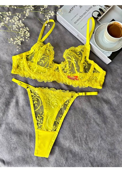 Dantel Detaylı Transparan Balconette Sütyen & Tanga Külot Takımı fiyatları