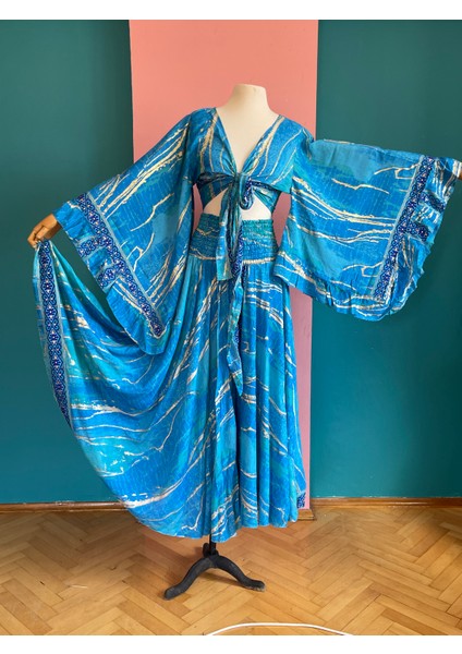 Ipek Yaldızlı Palazzo Pantolon & Bağlamalı Üst Takım – Bohem Şık Tasarım modelleri