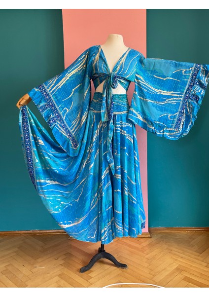 Ipek Yaldızlı Palazzo Pantolon & Bağlamalı Üst Takım – Bohem Şık Tasarım fırsatları