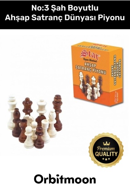 Premium Üretim Şah Boyu No: 3 Eksik Takımı Tamamlama Uyumlu Ahşap Satranç Dünyası Piyonu