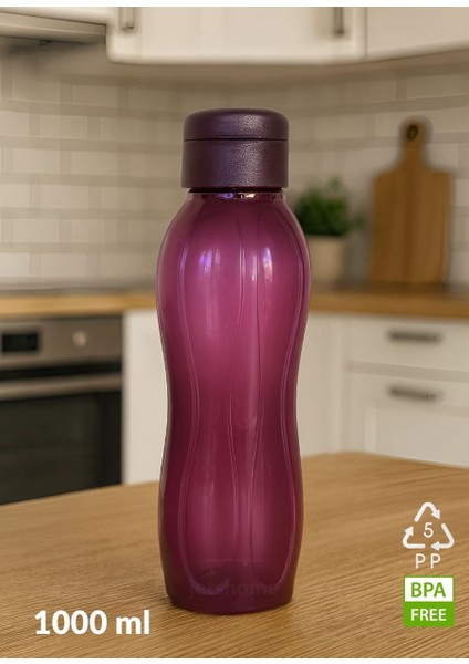 2’li Pp-5 Su Şişesi Seti – 1000 ml Sızdırmaz Matara, Bpa Free, Ev-Iş-Spor Için Siyah-Mürdüm modelleri